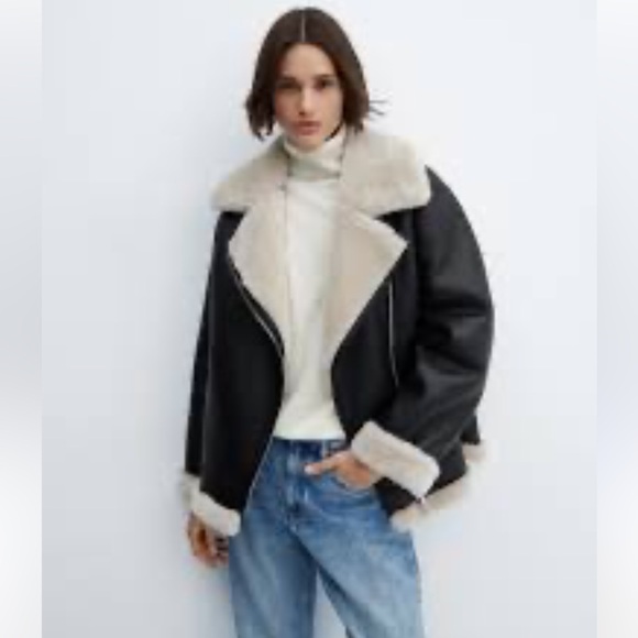 Zara Jackets & Blazers - Zara faux leather and fur collar coat size S